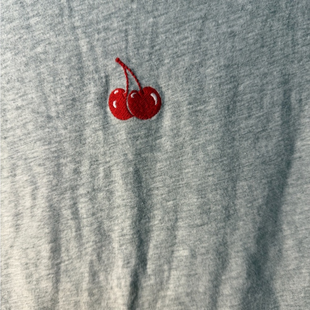 aerie Gray Tee with Red Cherry Graphic - Women's Short Sleeve size XXL - Picture 3 of 5